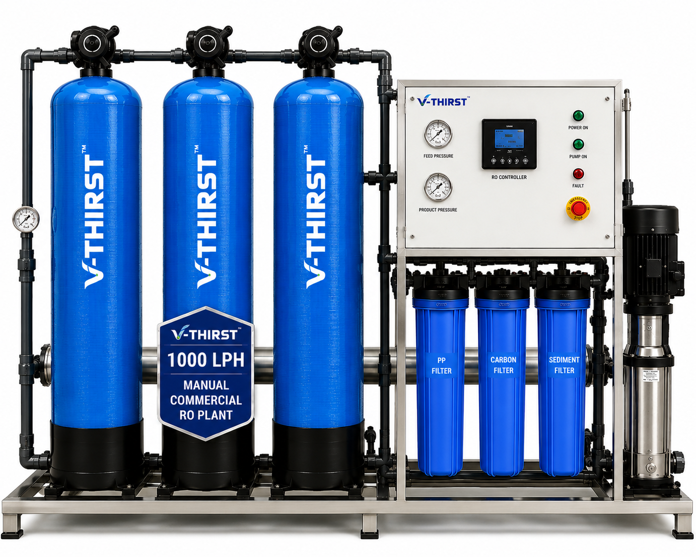 V-Thirst 1000 LPH Manual Commercial RO Plant