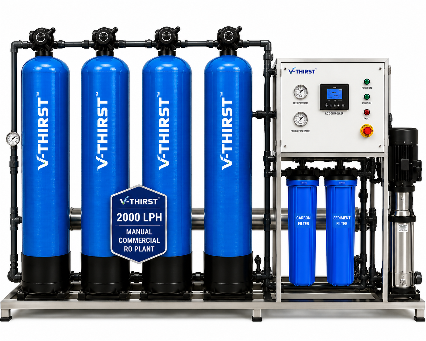V-Thirst 2000 LPH Manual Commercial RO Plant