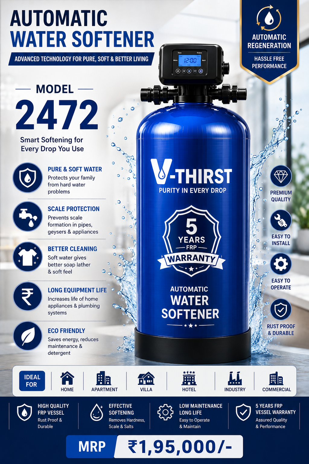 V-Thirst Water Softener 2472 (Automatic)