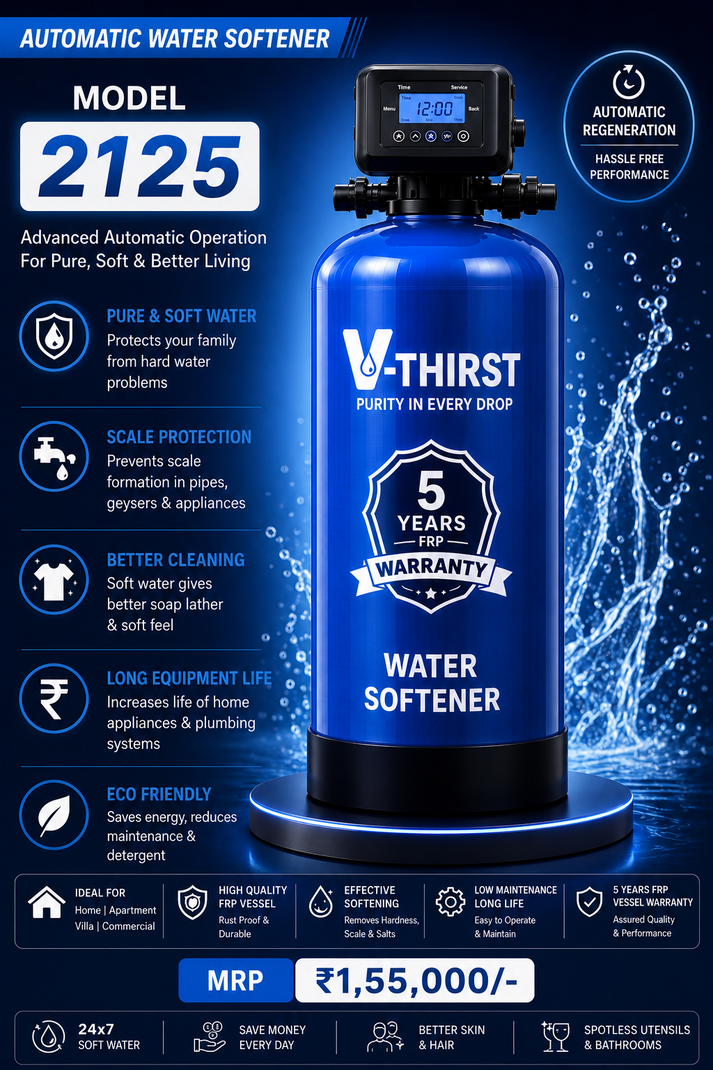 V-Thirst Water Softener 2125 (Automatic)