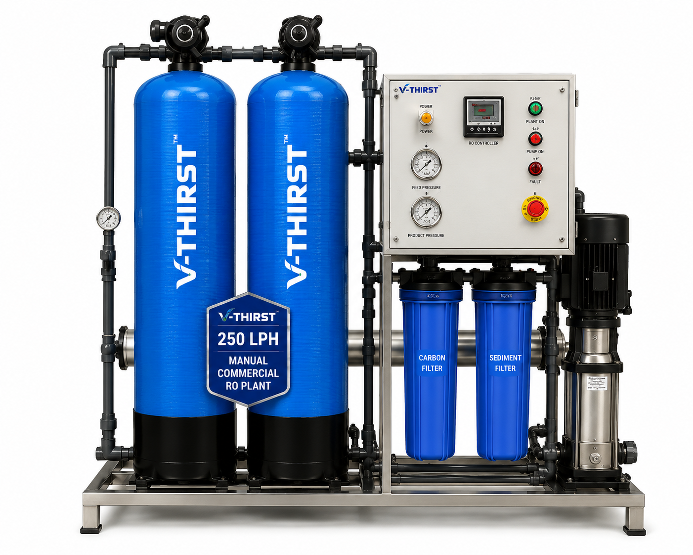 V-Thirst 250 LPH Manual Commercial RO Plant